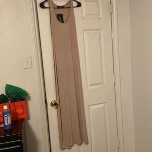 Tan fitted maxi dress